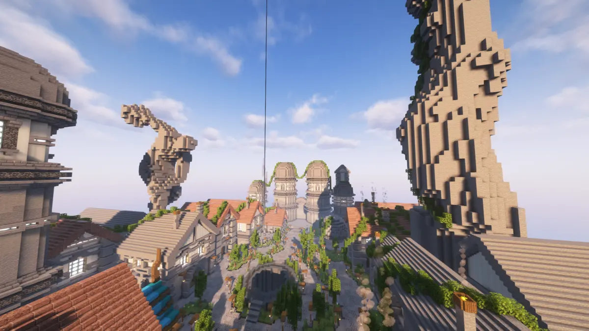 Средневековый город, площадь, custom map build for a Minecraft server