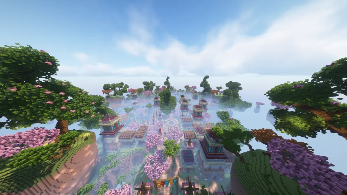 Сакура-остров, павильоны, Minecraft server build