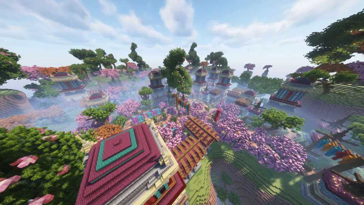 Сакура-остров, крыши, Minecraft server build