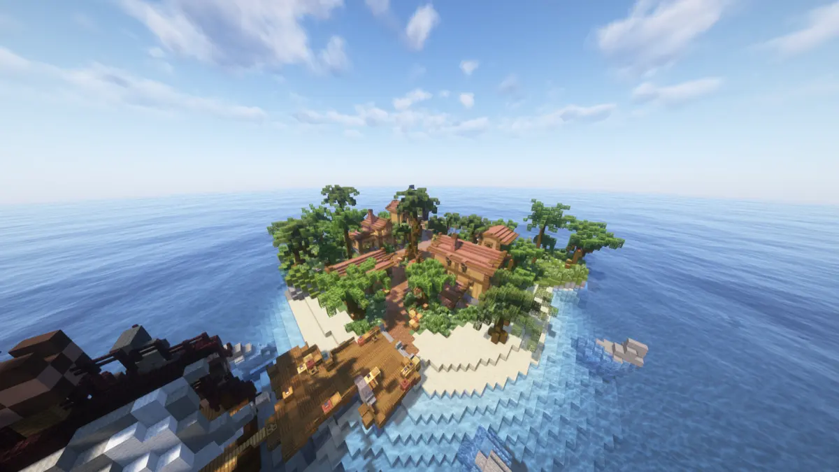 Тропический остров, бухта, custom map build for a Minecraft server